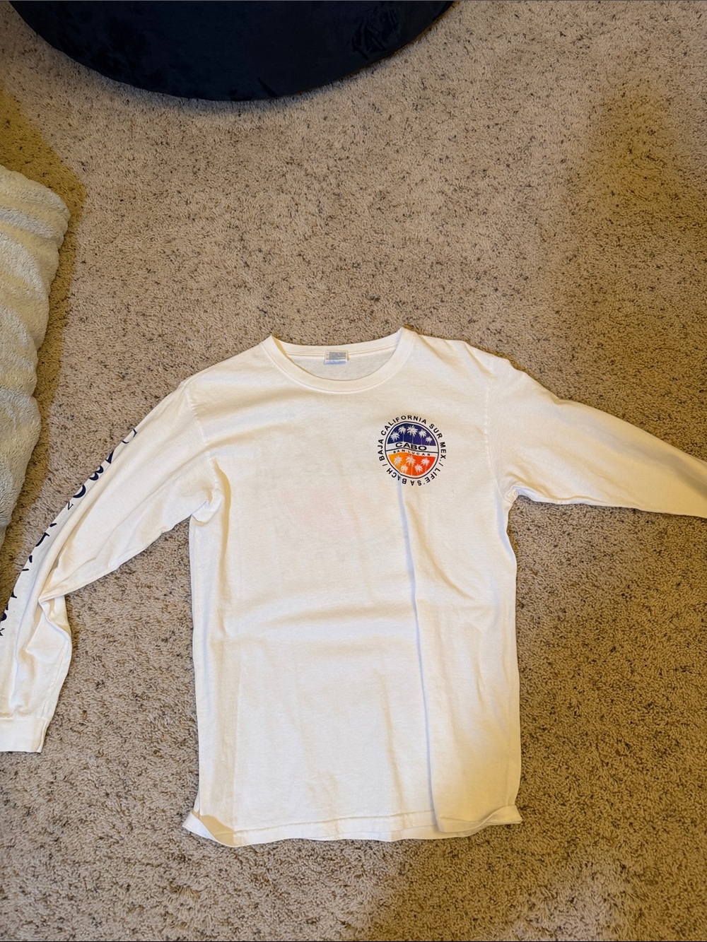 Kids Long-Sleeve Graphic Tee - White with Blue & Orange Crest